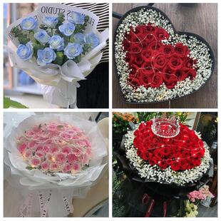 浙江金华市义乌市东阳市永康市鲜花店同城配送女朋友情人节红玫瑰