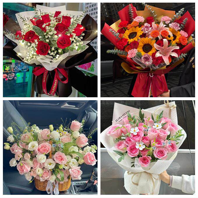 向日葵玫瑰混搭花束送朋友送衡水市阜城县冀州市深州市同城鲜花店