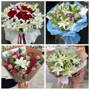 钦州市钦南钦北浦北区灵山县同城鲜花店玫瑰百合花束送老婆女朋友