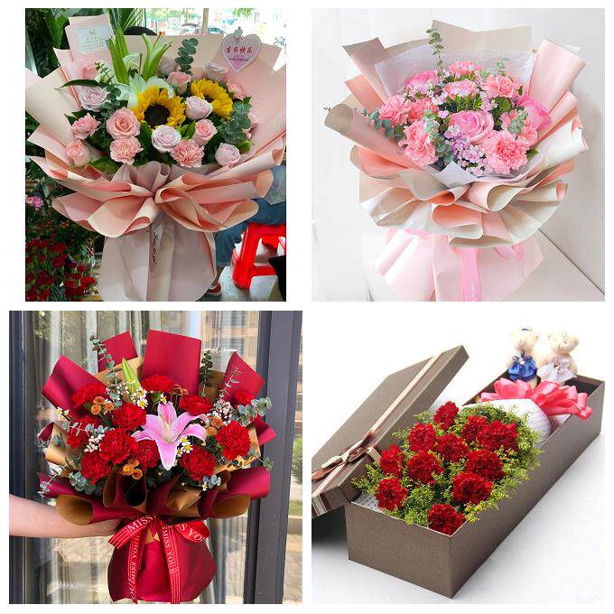 送洛阳市洛宁县伊川县偃师市同城鲜花店38节康乃馨百合花束送长辈