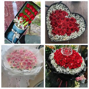 四川达州市宣汉开江大竹县渠县鲜花店同城配送女朋友情人节红玫瑰