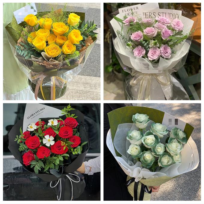 临汾吉县乡宁大宁县隰县蒲县同城鲜花店送卡布碎冰蓝玫瑰生日花束