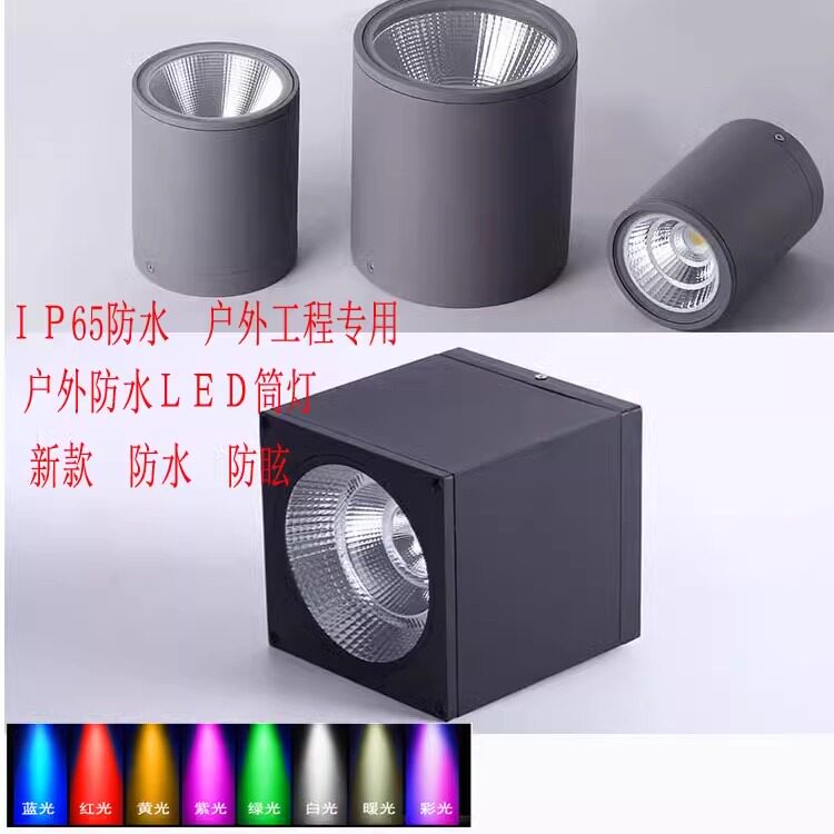 户外防水筒灯明装方圆形阳台雨棚澡堂浴室20W30W50W嵌入式筒射灯