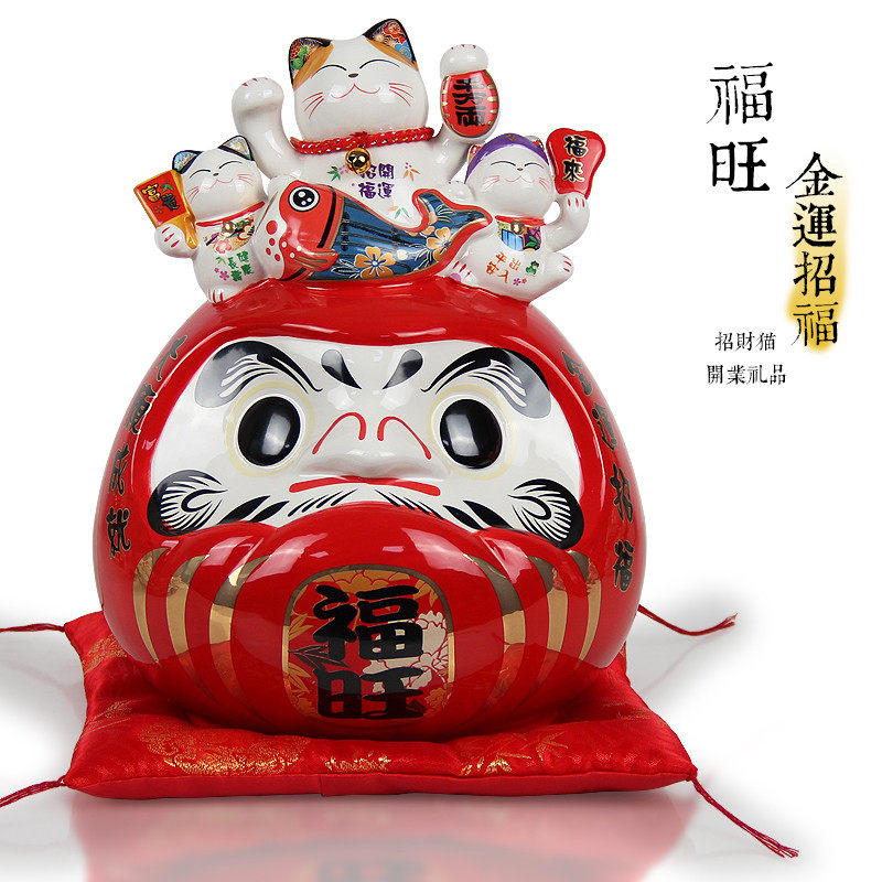 创意存钱罐开运达摩摆件陶瓷储蓄罐日本料理装饰品日式店铺招财猫