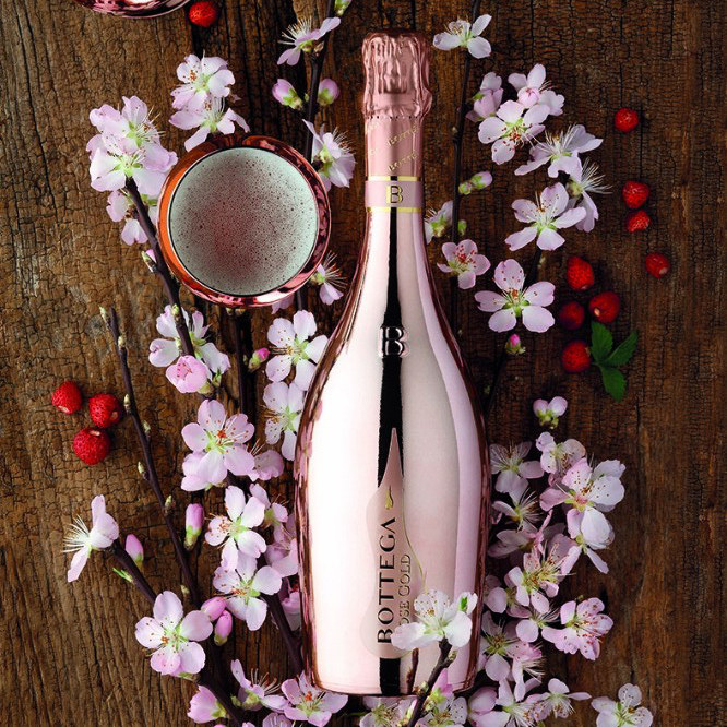 意大利bottega波特嘉 玫瑰红rose 时尚粉金起泡酒 葡萄酒聚餐宴请