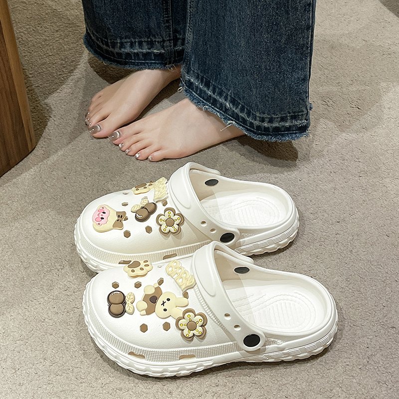 韩式厚底洞洞鞋女款2025外穿春夏季eva增高大码情侣凉拖鞋男5