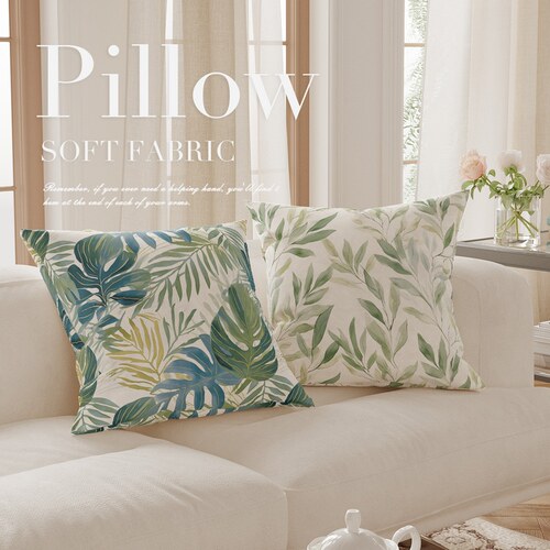 热带叶子枕套大号办公室沙发抱枕客厅可拆洗靠垫靠背靠枕中古风