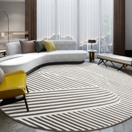 地毯圆形客厅侘寂赤贫抽象线条北欧茶几垫卧室毛绒艺术地垫床边毯