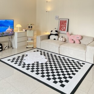 黑白棋盘格地毯卧室客厅现代简约北欧ins风床边茶几沙发格子地毯
