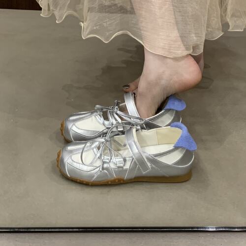 内增高银色芭蕾风德训鞋女款
