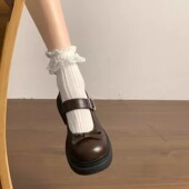 棕色日系jk小皮鞋 配裙子圆头 厚底学院风玛丽珍单鞋 女2025新款 秋季