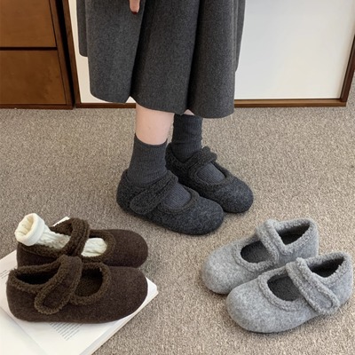 内增高厚底勃肯鞋女加绒灰色