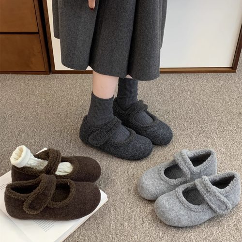 内增高厚底勃肯鞋女加绒灰色