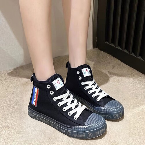 feiyue/飞跃女运动板鞋高帮帆布鞋休闲圆头系带纯色春夏学生百搭