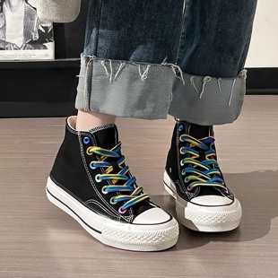 原宿ulzzang潮学生百搭小白鞋 韩版 平底休闲 女夏款 双星高帮帆布鞋