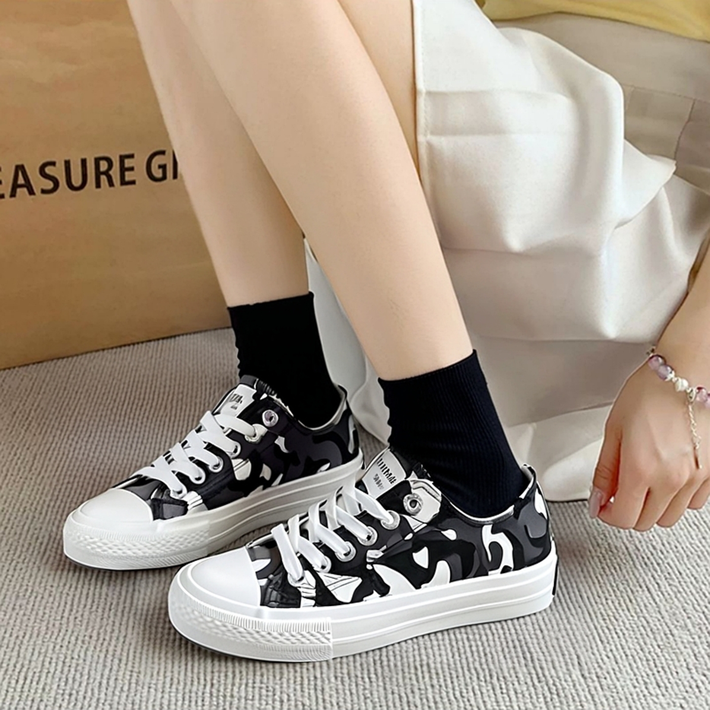 feiyue/飞跃情侣款运动板鞋低帮帆布鞋迷彩色休闲春男学生百搭女