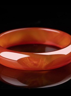 红玛瑙玉髓手镯细条加宽版玉镯子