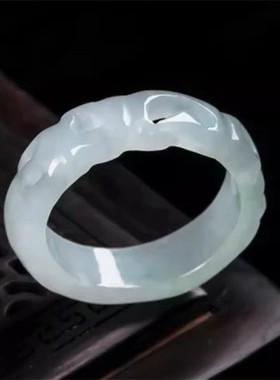 镂空翡翠玉戒指环冰色糯种心形