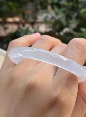 白月光冰飘花冰透石英岩玉手镯子