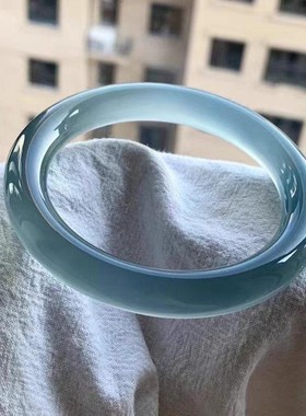 白月光天青冻奶蓝高冰细圆条手镯