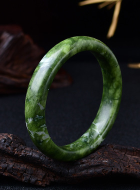 天然岫玉手镯蛇纹石玉镯宽条手镯