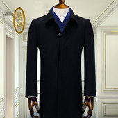 中年商务高端秋冬季 中长款 毛呢大衣翻领 风衣羊毛外套男装 鼎铜男士
