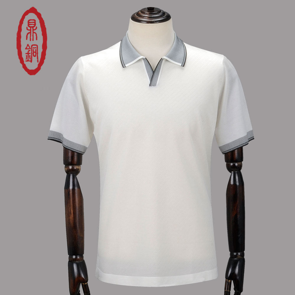 鼎铜衣服夏季高端纯白真丝T恤衫图片