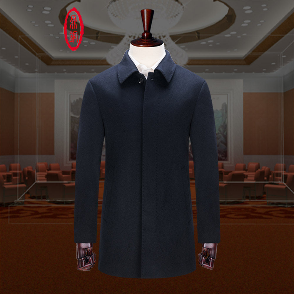 鼎铜羊毛大衣男翻领中年中长款商务休闲高端加厚轻奢毛呢外套秋冬