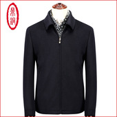 中老年商务休闲呢子翻领短款 鼎铜羊毛外套男装 夹克秋冬季 毛呢上衣