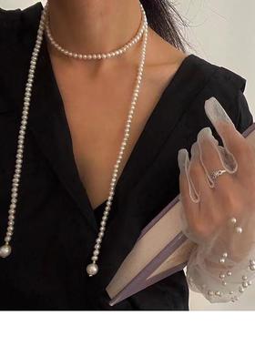 项链韩茹玻璃珠长款女性