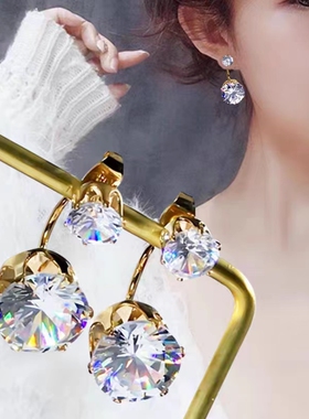 韩茹简约合金女锆石网红耳钉耳环
