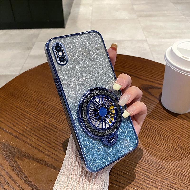适用苹果X手机壳新款闪粉时尚软壳适用iPhoneXS高端旋转陀螺磁吸