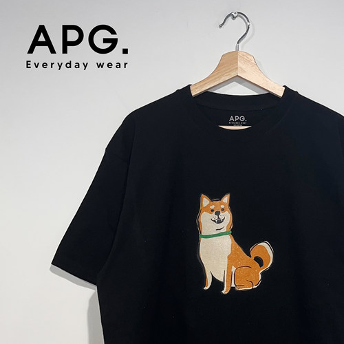 adlib香港 重磅上衣APG系列夏季男女柴犬印花纯棉圆领短袖 TE0133