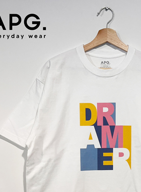 adlib 潮流男士短袖T恤APG夏季新款纯棉白色高端女重磅印花衣服