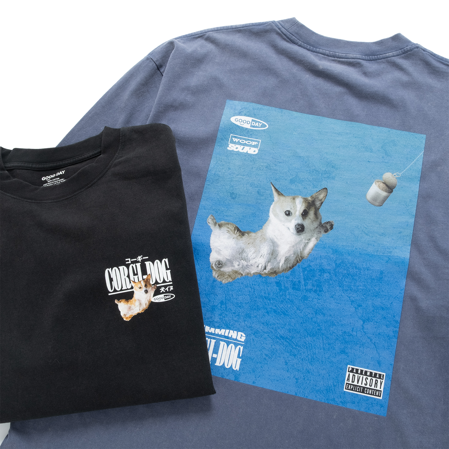 adlib香港 潮牌春秋Swimming Corgi图案宽松纯棉长袖卫衣ZT1779