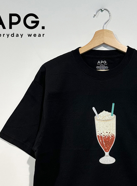 adlib 男士T恤短袖2024新款APG夏季男女款高端纯棉黑色衣服TE0052