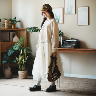 adlib香港 2024新款女士宽松日常字句印花连身卫衣裙纱裙 SW479