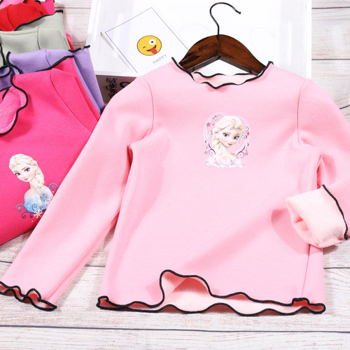 【断码清仓】春秋女童打底衫韩版儿童宝宝上衣冬季加绒保暖卡通厚