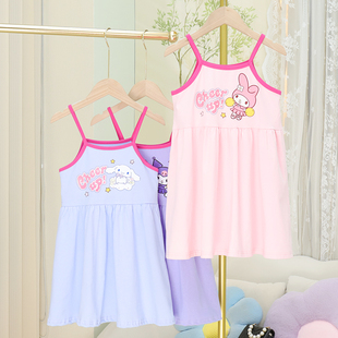 女孩网红可爱时尚 夏季 薄款 女童纯棉吊带裙宝宝背心裙无袖 百搭 新款