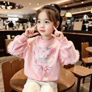 女童春秋季卫衣2026新款儿童韩版卡通时尚洋气上衣女孩宝宝套头衫