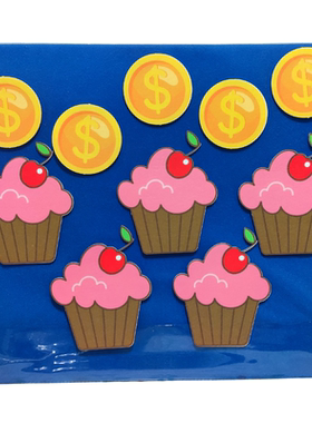 five cupcakes in a bakers shop毛毡布贴英文儿歌教具