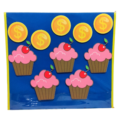 five cupcakes in a bakers shop毛毡布贴英文儿歌教具