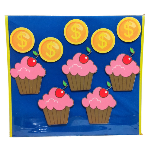 five cupcakes in a bakers shop毛毡布贴英文儿歌教具