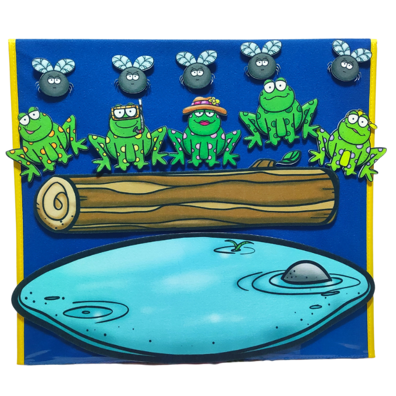 five little speckled frogs五只青蛙儿歌毛毡布贴教师教具儿童
