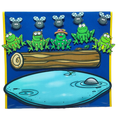 five little speckled frogs五只青蛙儿歌毛毡布贴教师教具儿童