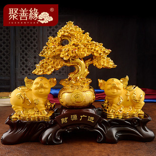 财源广进金猪摆件生肖猪 招财发财树店铺开 业送礼收银柜台前台摆