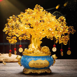 Yellow Crystal Rich Tree Recruitment and Arrangement Gift for Opening Wine Cabinet Decoration in Office Shop