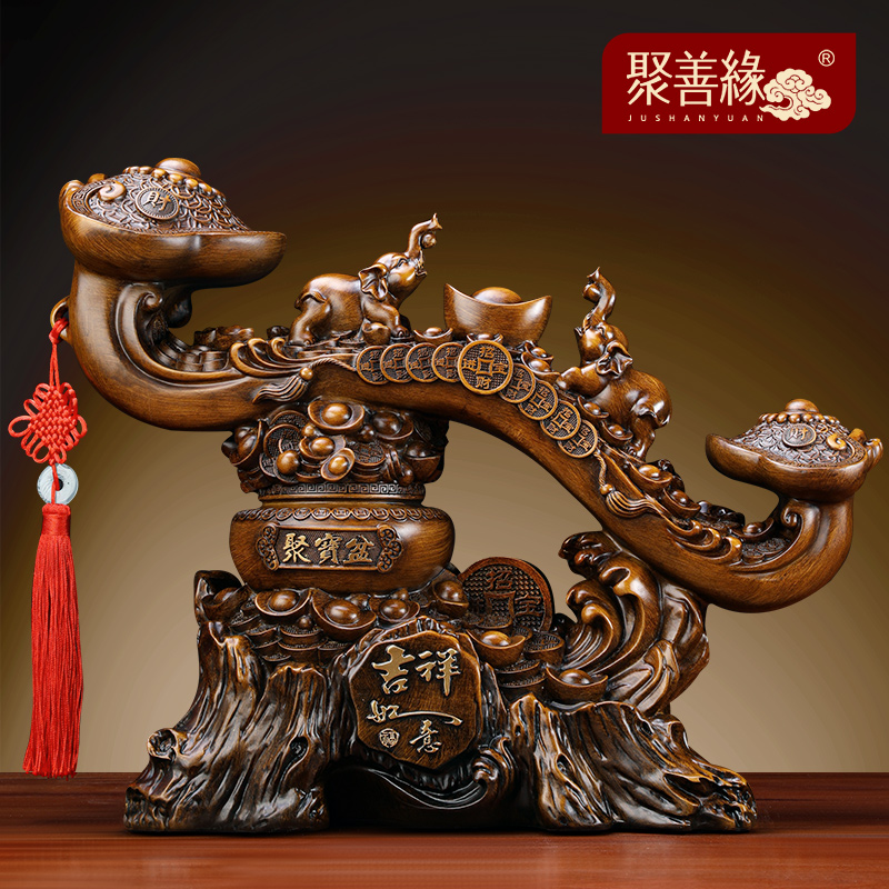 吉祥如意聚宝盆摆件家居客厅办公室如意吉象新房装饰乔迁开业礼品