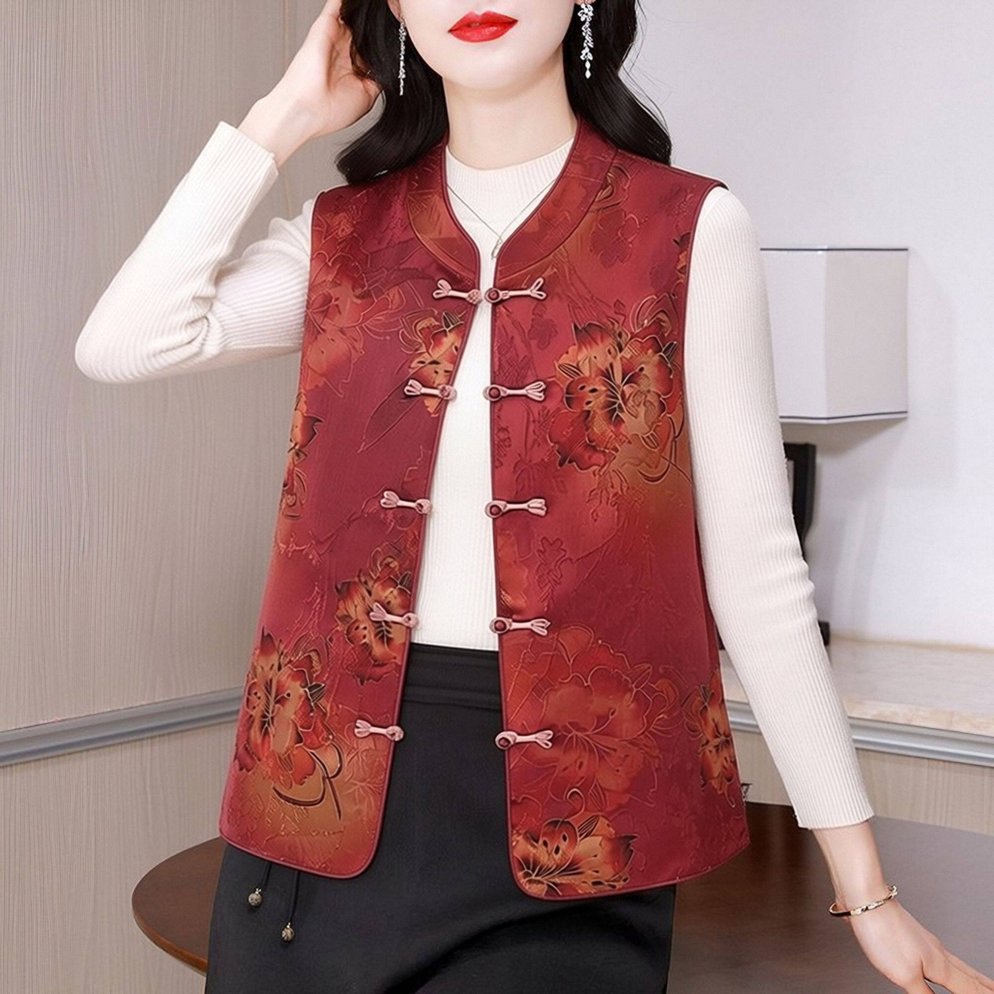 高档提花马甲新中式妈妈装富婆女装阔太太马夹轻奢坎肩民族风开衫