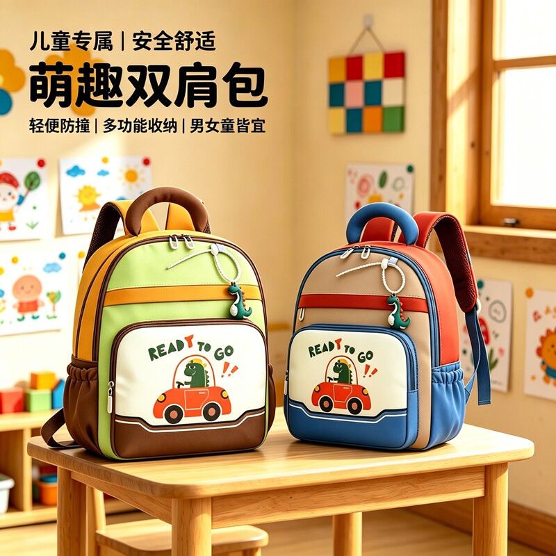 3-6岁幼儿园恐龙可爱双肩书包